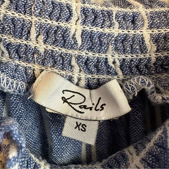 Rails Linen Lita Of The Shoulder Smocked Stripe Top XS - Picture 3 of 7